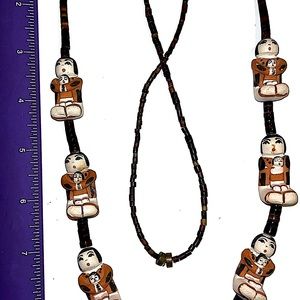 SOLD❤️KACHINA DOLL STORYTELLER INDIAN NECKLACE POTTERY FIGURES HEISHI BEAD VIN…